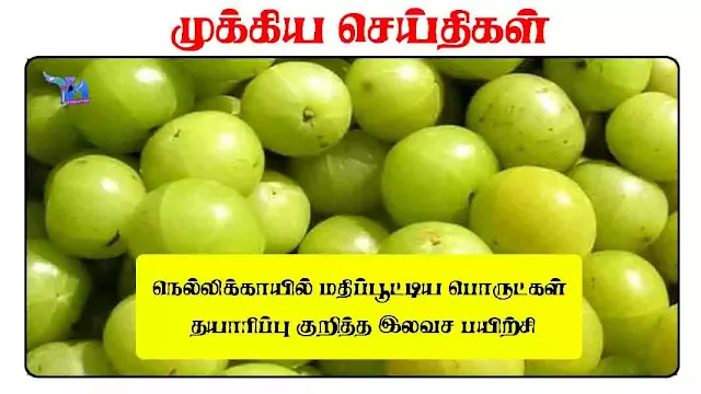 நெல்லிக்காயில் மதிப்பூட்டிய பொருட்கள் தயாரிப்பு குறித்த இலவச பயிற்சி