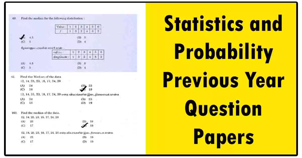 TNPSC Maths | Statistics and Probability Previous Year Question Papers | Quick Download!