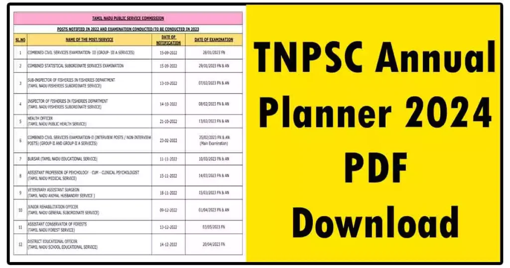TNPSC Annual Planner 2024 PDF Download Tamil Mixer Education