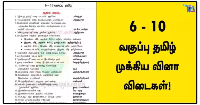 6 - 10 வகுப்பு தமிழ் முக்கிய வினா விடைகள்!