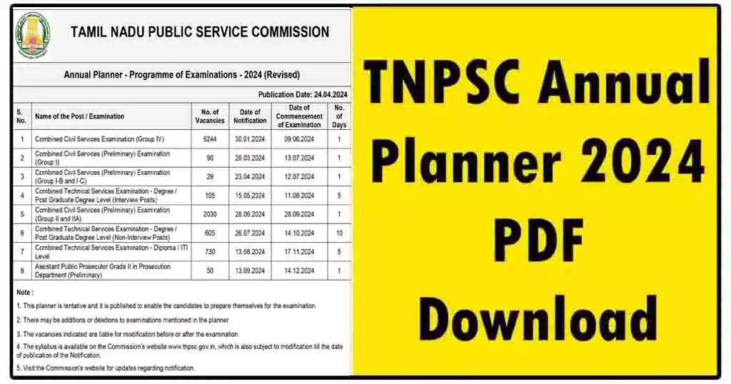 TNPSC New Annual Planner 2024 PDF Download