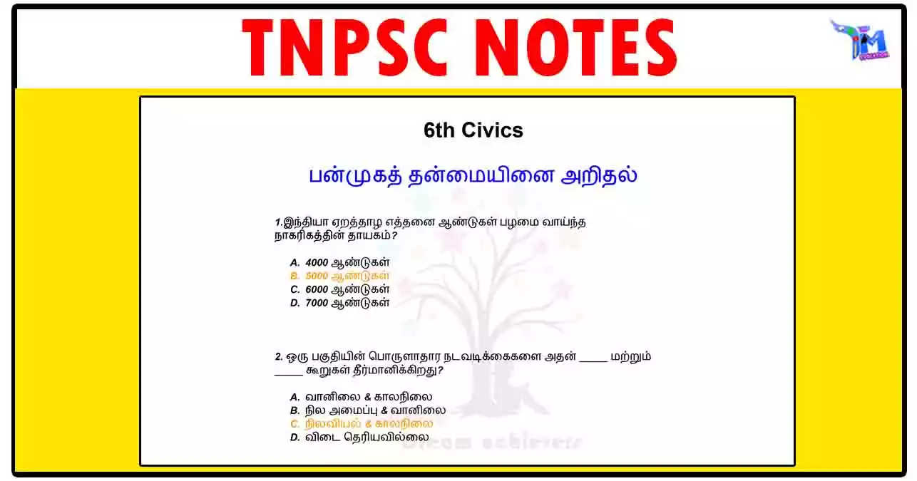 TNPSC UNIT 9 Important Questions PDF