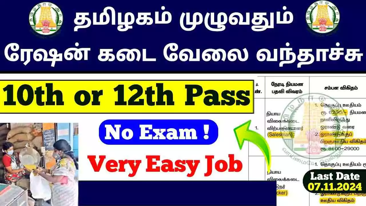 தமிழ்நாடு முழுதும் ரேஷன் கடைகளில் 3405 வேலை - மாவட்ட வாரியாக அறிவிப்பு